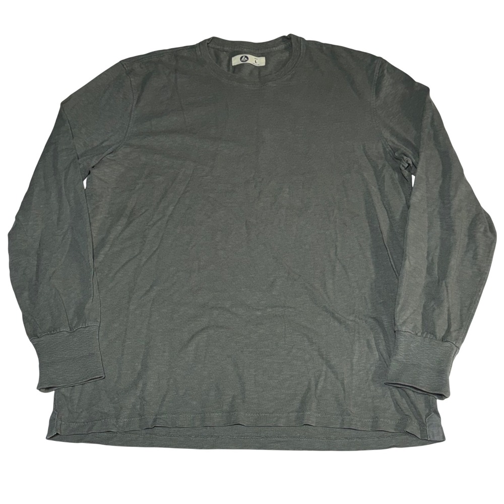 American Giant Mens Large Long Sleeve Cotton Crew Neck T-Shirt Olive Green USA